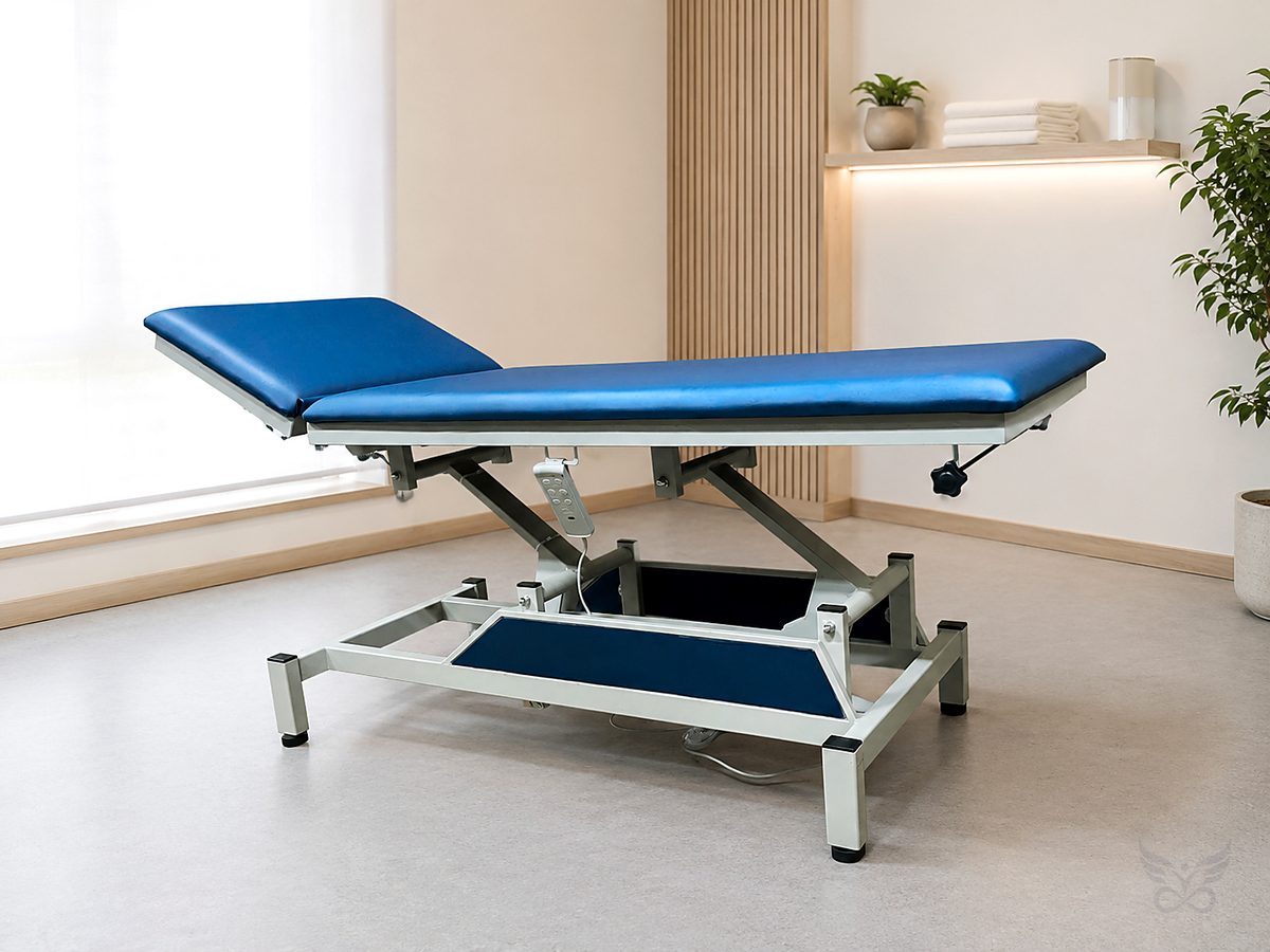 XINIX two-section motorised Hi-Low treatment table with adjustable back section